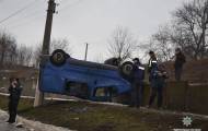 В Лисичанске перевернулся микроавтобус