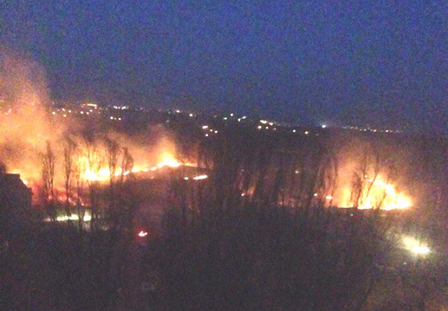 В Донецке горело поле: опубликовано видео