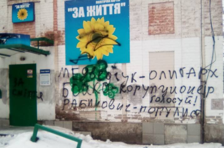 В Луганской области неизвестные разрисовали приемную 