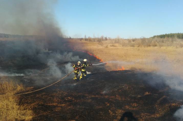 За минувшие сутки рубежанские спасатели дважды выезжали на тушение сухой травы и камыша.