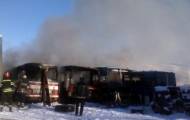 В Лисичанске горели автобусы