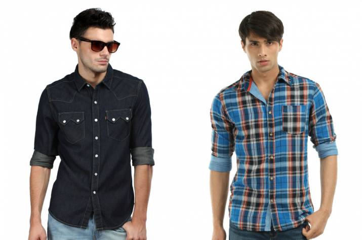 мужская рубашка и джинсы