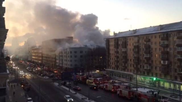 Пожар в центре Москвы
